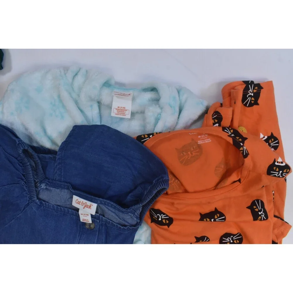 Cat & Jack Bulk Lot Of 9 Girls Size Medium 7/8 Mixed Season Tops Bottoms